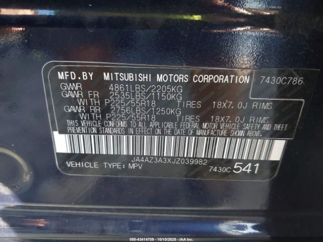 2018 MITSUBISHI OUTLANDER JA4AZ3A3XJZ039982 Photo 8