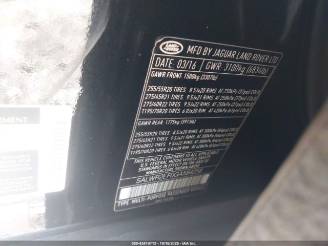 2016 LAND ROVER RANGE ROVER SPORT SALWR2EF0GA584258 Photo 8