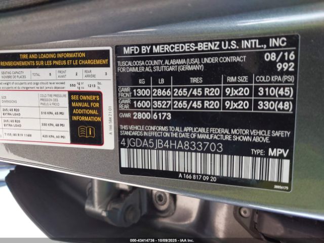 2017 MERCEDES-BENZ GLE 350 4JGDA5JB4HA833703 Photo 8