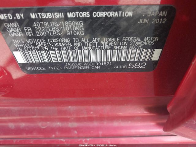 2013 MITSUBISHI LANCER JA32U8FW3DU001521 Photo 8