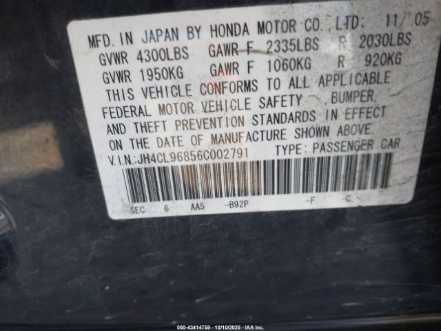 2006 ACURA TSX JH4CL96856C002791 Photo 8