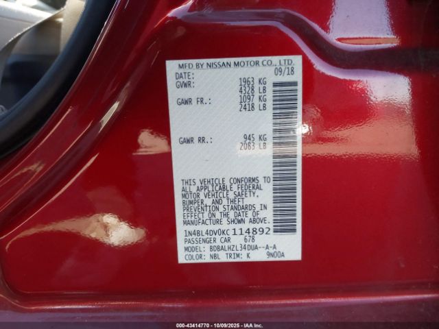 2019 NISSAN ALTIMA 1N4BL4DV0KC114892 Photo 8