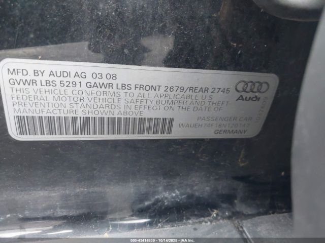 2008 AUDI A6 WAUEH74F18N120147 Photo 8