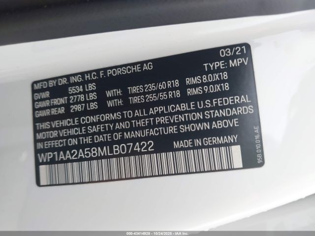 2021 PORSCHE MACAN WP1AA2A58MLB07422 Photo 8