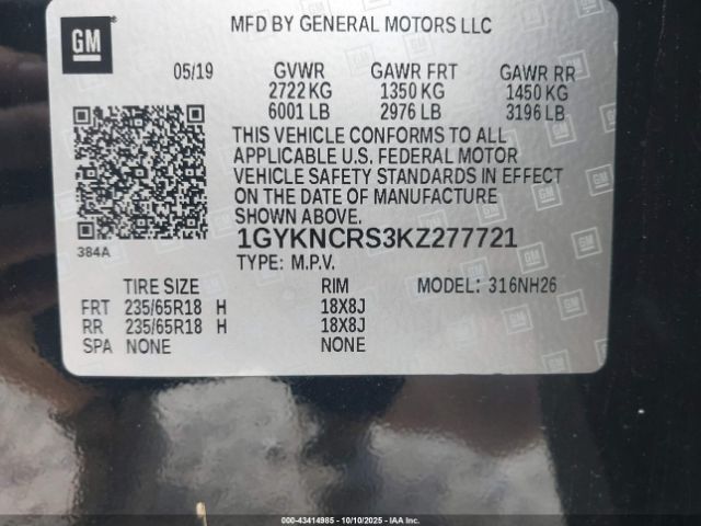 2019 CADILLAC XT5 1GYKNCRS3KZ277721 Photo 8