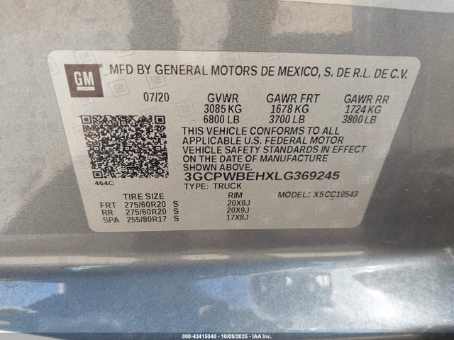 3GCPWBEHXLG369245 Chevrolet Silverado 1500 2wd Short Bed Custom