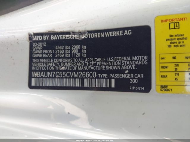 2012 BMW 135I WBAUN7C55CVM26600 Photo 8