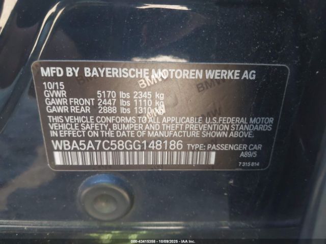 2016 BMW 528I WBA5A7C58GG148186 Photo 8