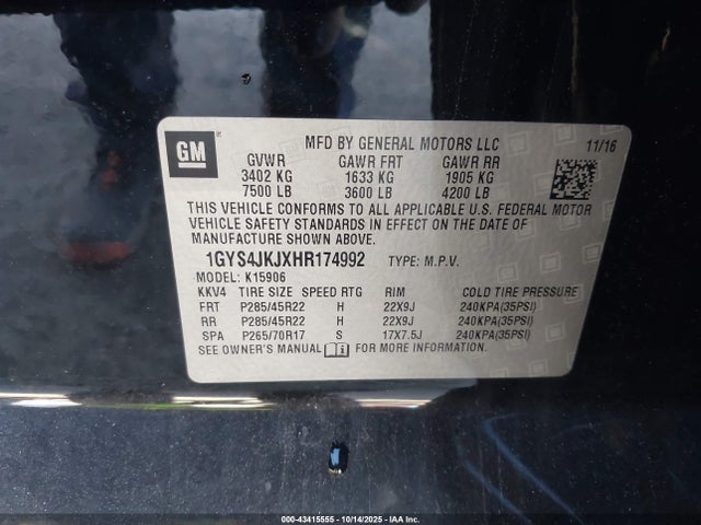 2017 CADILLAC ESCALADE ESV 1GYS4JKJXHR174992 Photo 8