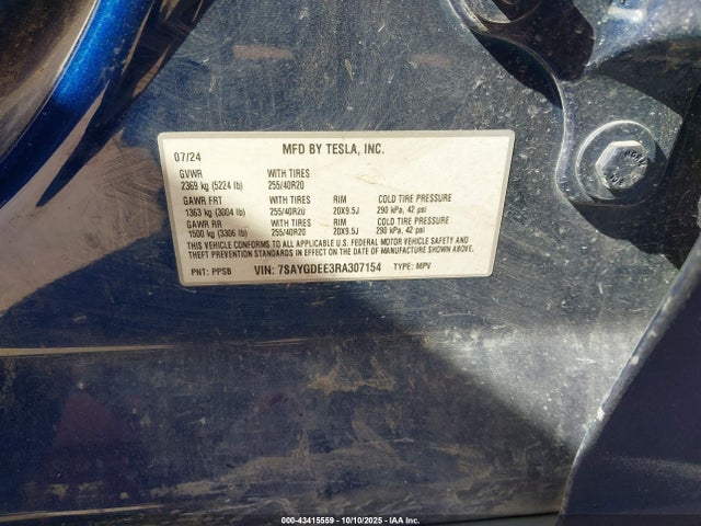 2024 TESLA MODEL Y 7SAYGDEE3RA307154 Photo 8