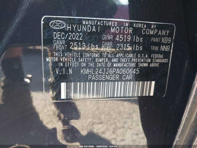 KMHL24JJ6PA060645 Hyundai Sonata Hybrid Blue