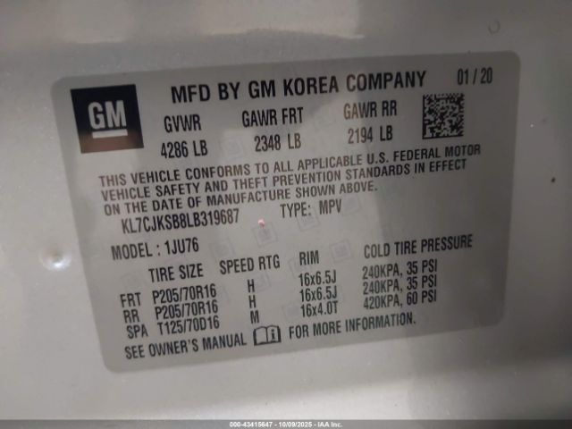 2020 CHEVROLET TRAX KL7CJKSB8LB319687 Photo 8