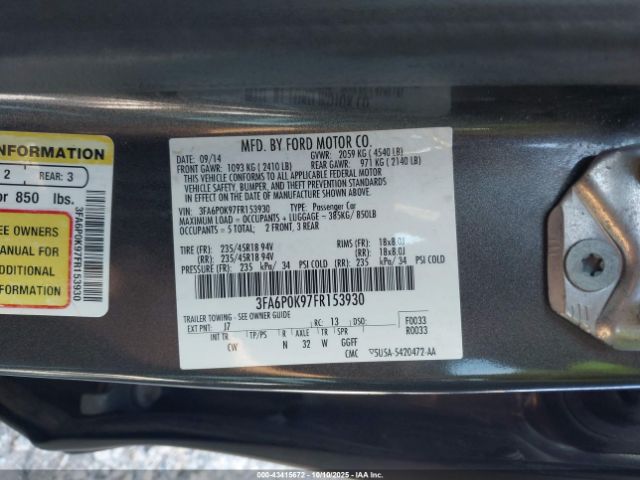 2015 FORD FUSION 3FA6P0K97FR153930 Photo 8