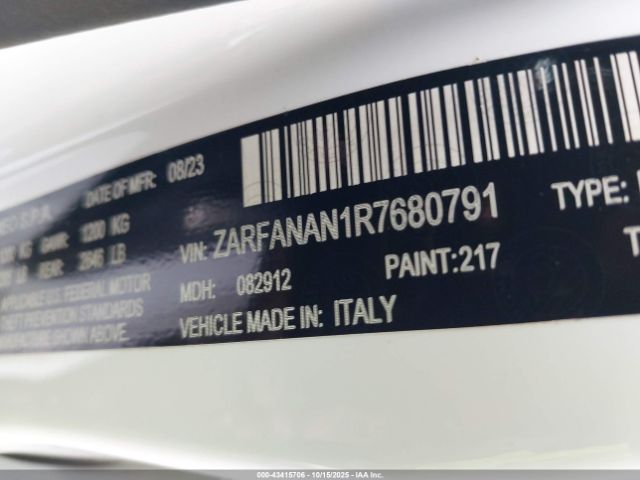 2024 ALFA ROMEO GIULIA ZARFANAN1R7680791 Photo 8