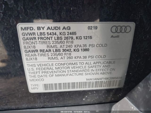 2019 AUDI Q5 WA1ANAFY6K2065638 Photo 8