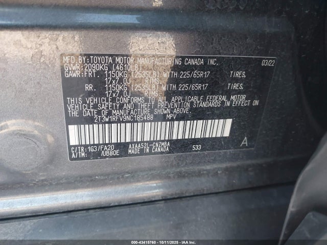 Toyota Rav4 Xle 2022 2T3W1RFV9NC185488 Image 9