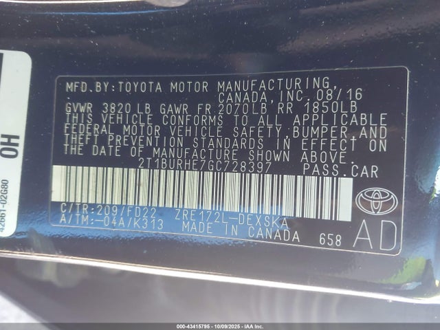 Toyota Corolla S Plus 2016 2T1BURHE7GC728397 Image 9