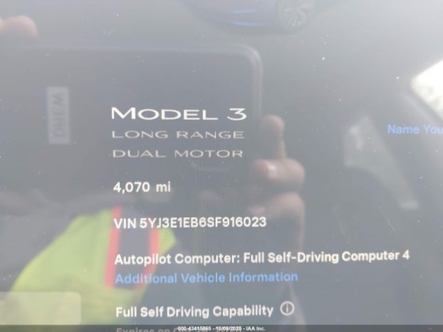2025 TESLA MODEL 3 5YJ3E1EB6SF916023 Photo 6