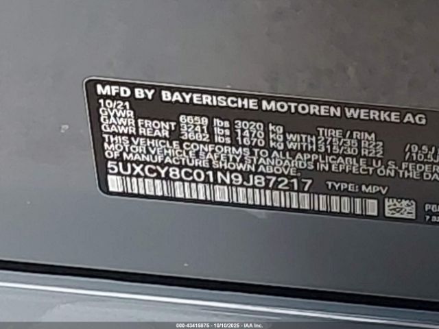 2022 BMW X6 5UXCY8C01N9J87217 Photo 8