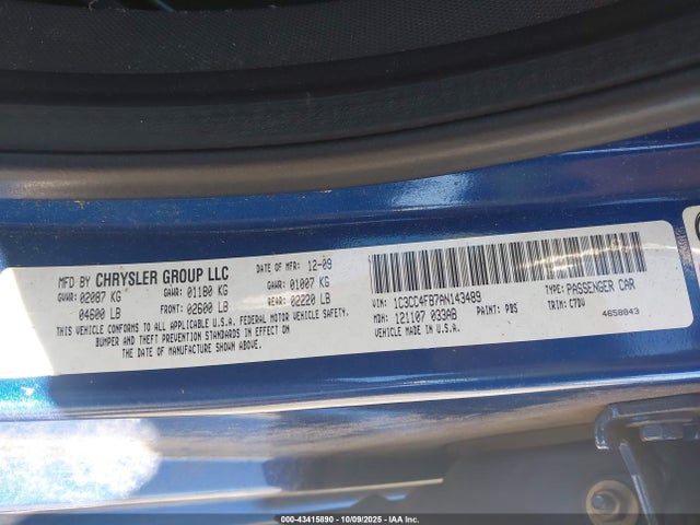 Продаж на аукціоні авто 2010 Chrysler Sebring Touring, vin: 1C3CC4FB7AN143489, номер лоту: 43415890