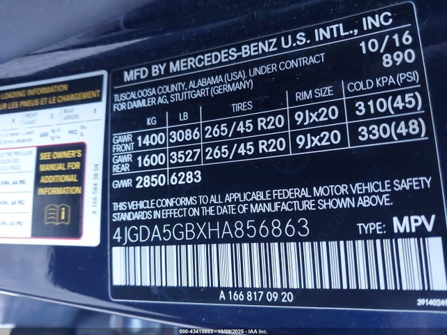 4JGDA5GBXHA856863 Mercedes-Benz Gle 400 4matic