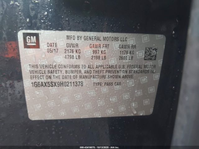 2017 CADILLAC CTS 1G6AX5SX9H0211378 Photo 8