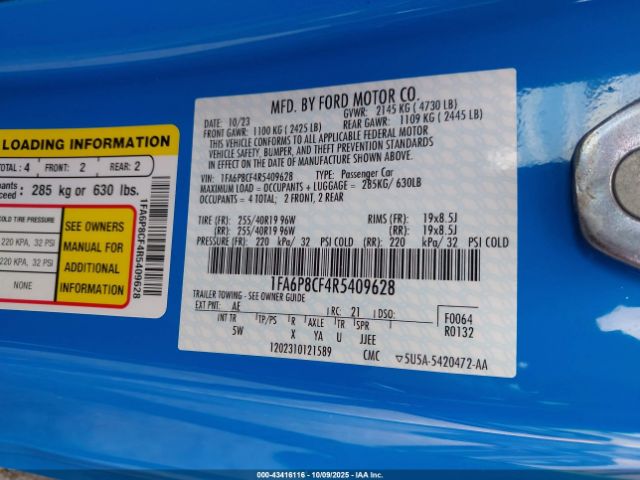 2024 FORD MUSTANG 1FA6P8CF4R5409628 Photo 8