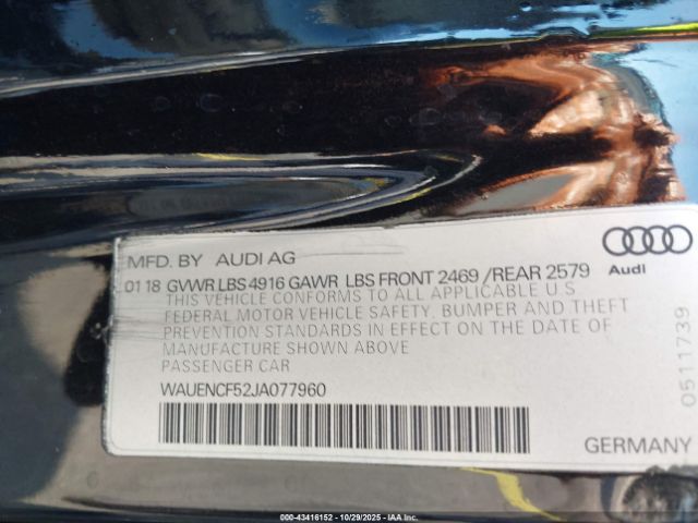 2018 AUDI A5 WAUENCF52JA077960 Photo 8