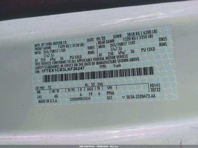 2020 FORD F-150 1FTEX1CB3LKF26247 Photo 8