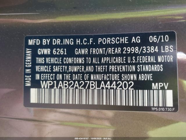 2011 PORSCHE CAYENNE WP1AB2A27BLA44202 Photo 8