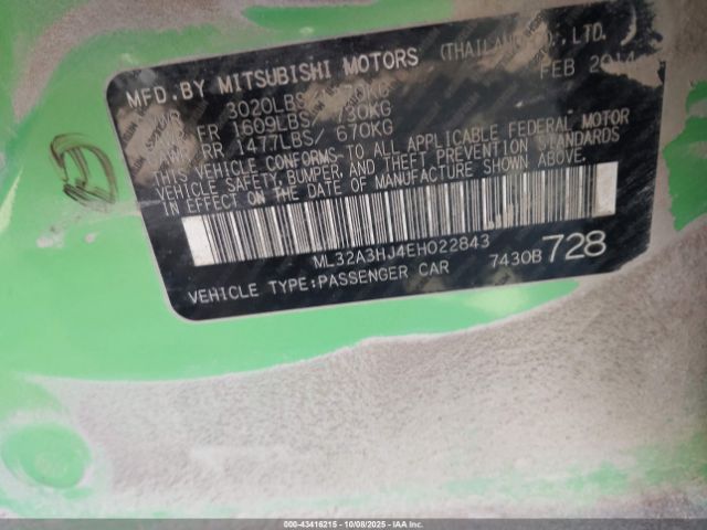 2014 MITSUBISHI MIRAGE ML32A3HJ4EH022843 Photo 8