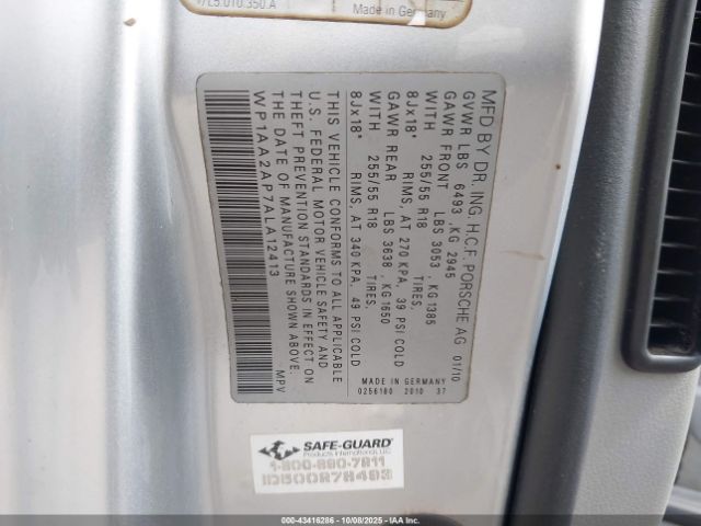 2010 PORSCHE CAYENNE WP1AA2AP7ALA12413 Photo 8