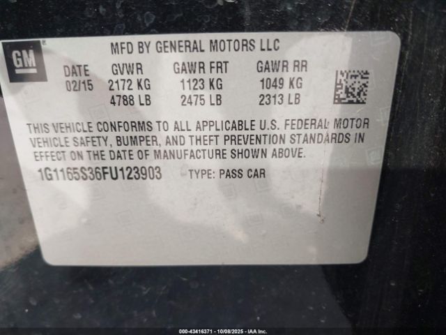 2015 CHEVROLET IMPALA 1G1165S36FU123903 Photo 8