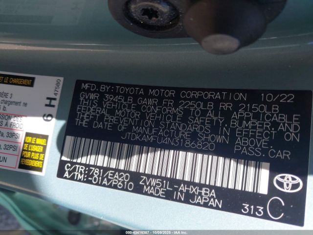 2022 TOYOTA PRIUS JTDKAMFU4N3186820 Photo 8