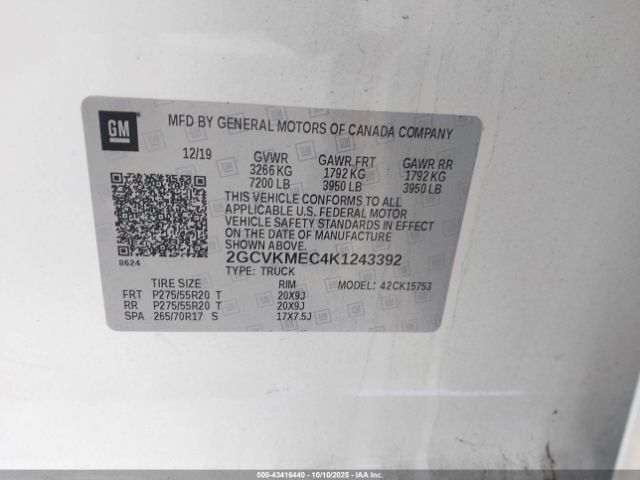 2019 CHEVROLET SILVERADO 1500 LD 2GCVKMEC4K1243392 Photo 8