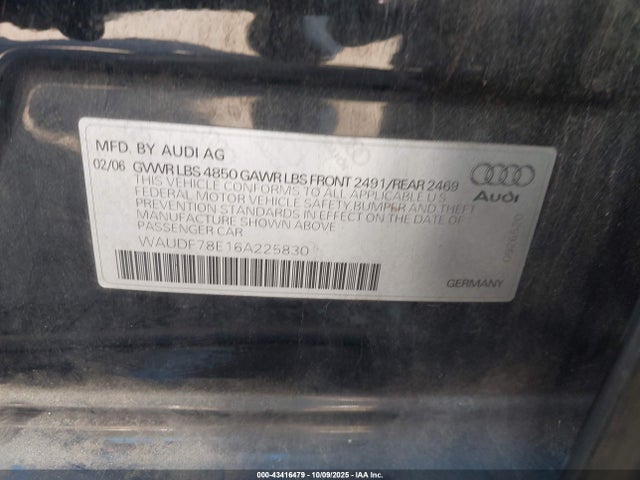 2006 AUDI A4 WAUDF78E16A225830 Photo 8