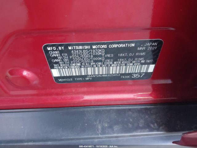 2021 MITSUBISHI OUTLANDER SPORT JA4APVAU4MU025653 Photo 8