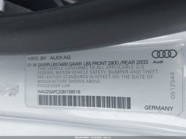 2016 AUDI A7 WAU2GAFC2GN138516 Photo 8