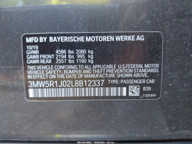 2020 BMW 330I 3MW5R1J02L8B12337 Photo 8