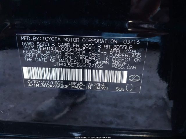 2016 LEXUS LS 460 JTHCL5EF8G5027165 Photo 8