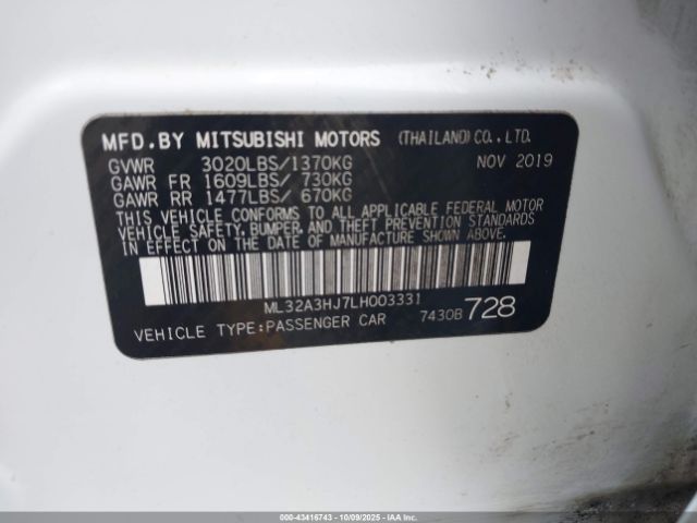 2020 MITSUBISHI MIRAGE ML32A3HJ7LH003331 Photo 8