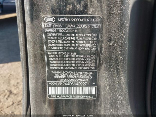 2006 LAND ROVER LR3 SALAE24406A409271 Photo 8