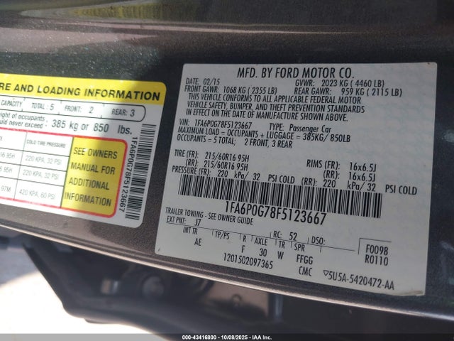 Ford 2015 2015 1FA6P0G78F5123667 Image 9