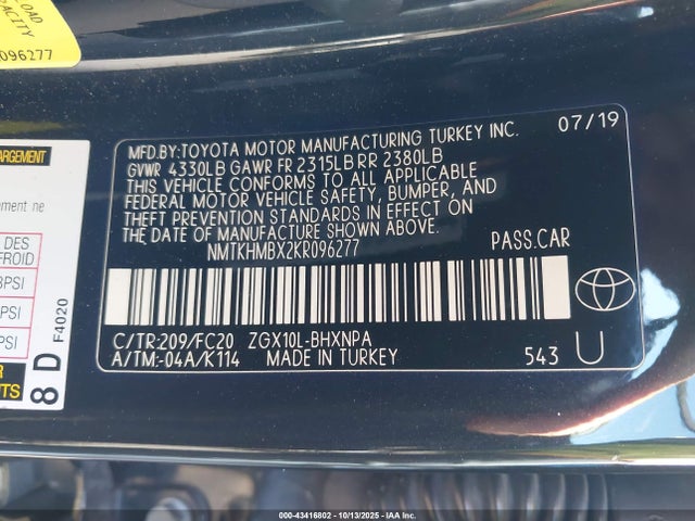 Toyota C-HR LE 2019 NMTKHMBX2KR096277 Image 9