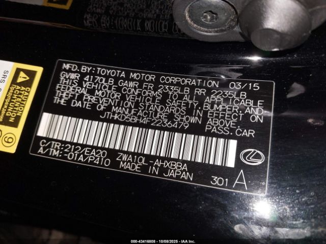 2015 LEXUS CT 200H JTHKD5BH4F2236479 Photo 8