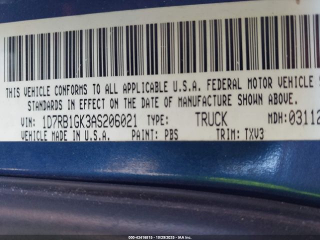 2010 DODGE RAM 1500 1D7RB1GK3AS206021 Photo 8