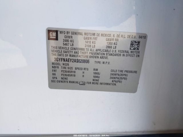 2010 CADILLAC SRX 3GYFNAEY2AS620806 Photo 8
