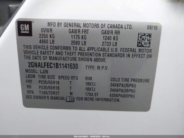 2011 CHEVROLET EQUINOX 2GNALFEC1B1141630 Photo 8
