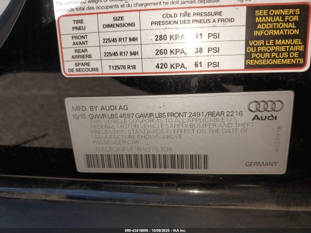 2011 AUDI A3 WAUKJAFM1BA075306 Photo 8