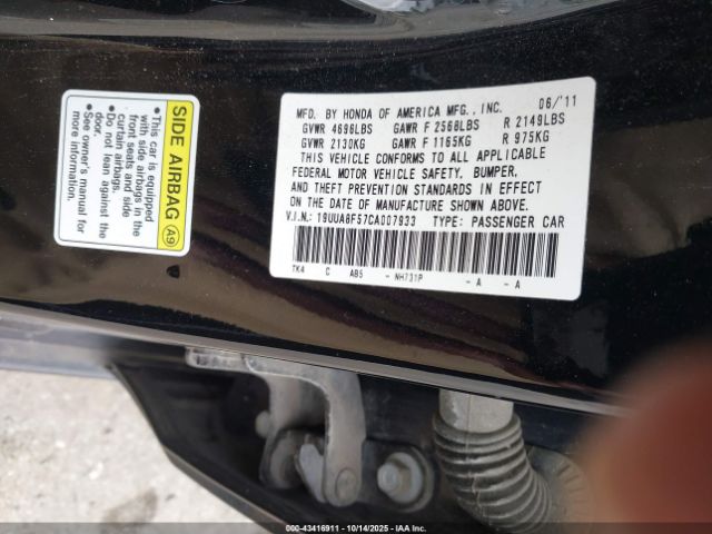 2012 ACURA TL 19UUA8F57CA007933 Photo 8